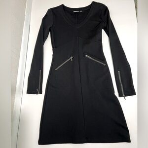 Athleta Black Long Sleeve Dress with Zipper Details
